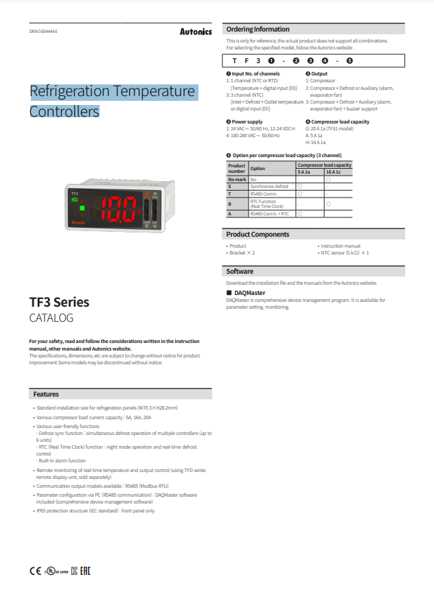 AUTONICS TF3 CATALOG TF3 SERIES: REFRIGERATION TEMPERATURE CONTROLLERS